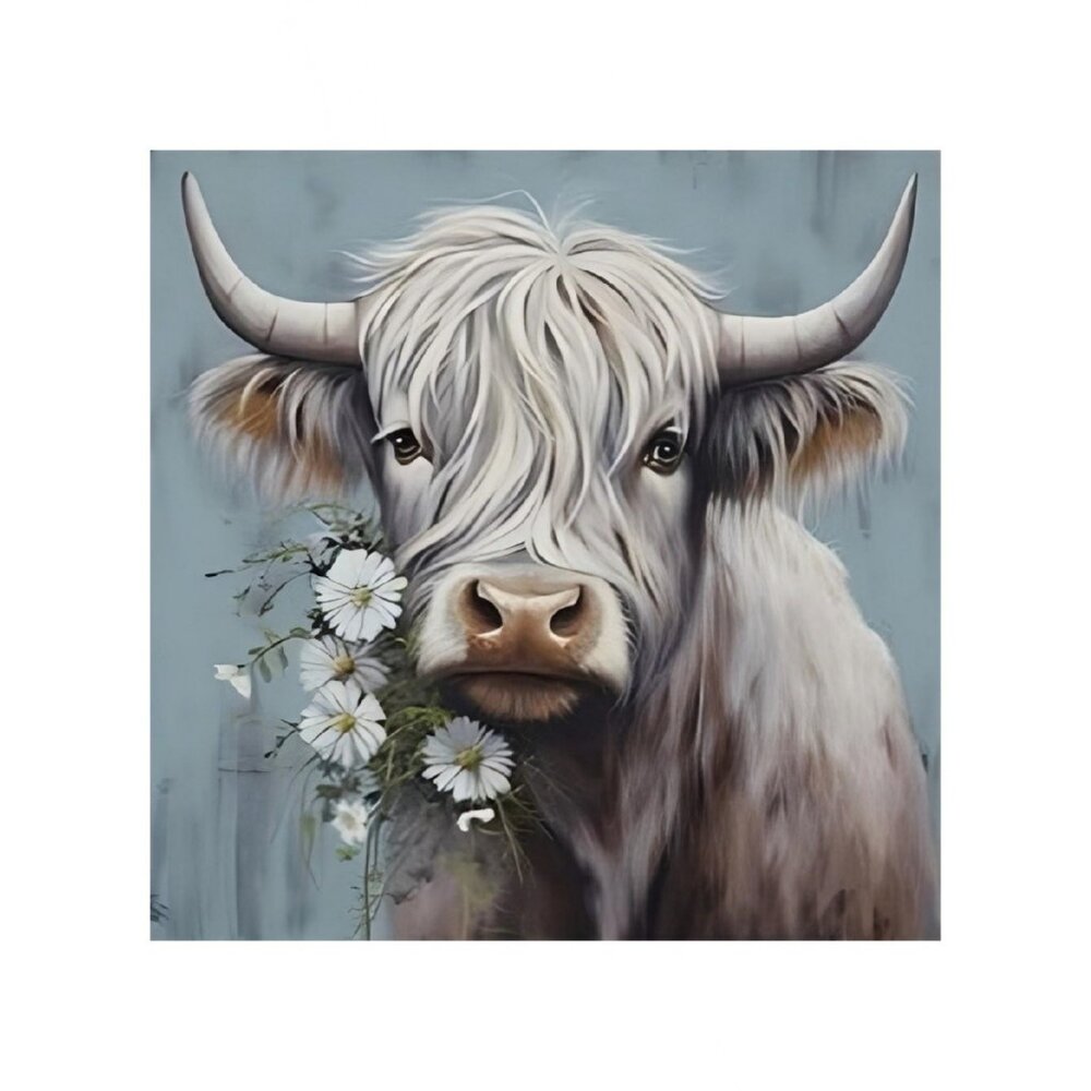 Farmhouse Cattle Unframed Canvas Wall Art  16" X 16"